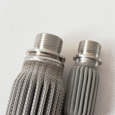 Customized Pleated Wire Mesh Filter 15 Micron Rate 350mm Length